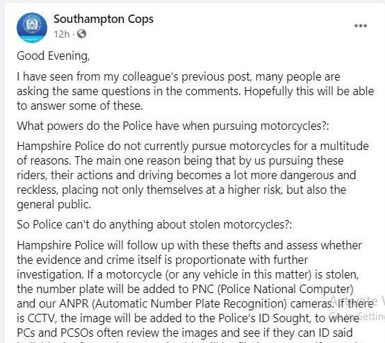 police motorcycle crime